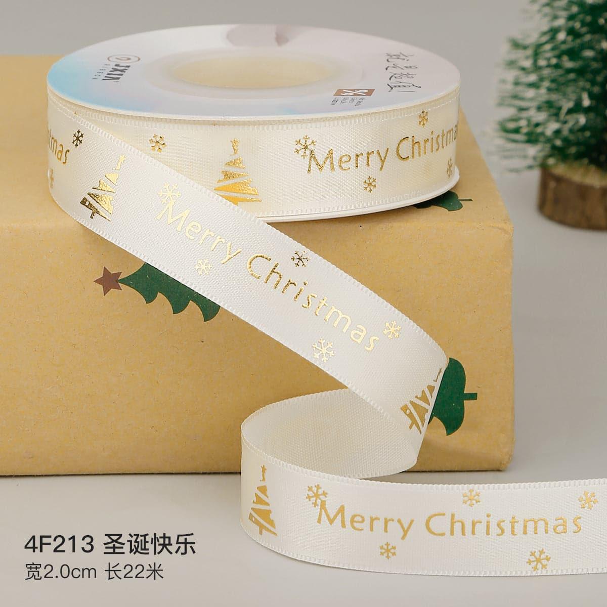 Christmas Ribbon Spot Hot Stamping Polyester Ribbon - Huayi Flower Wraps