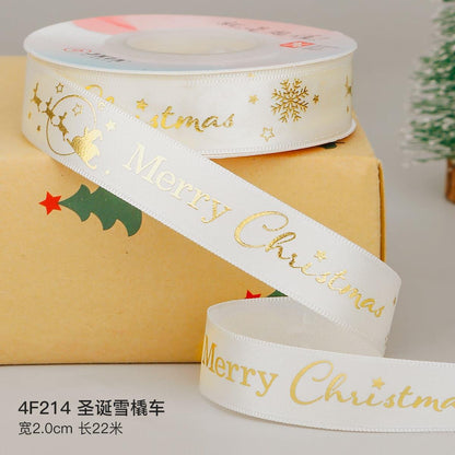 Christmas Ribbon Spot Hot Stamping Polyester Ribbon - Huayi Flower Wraps