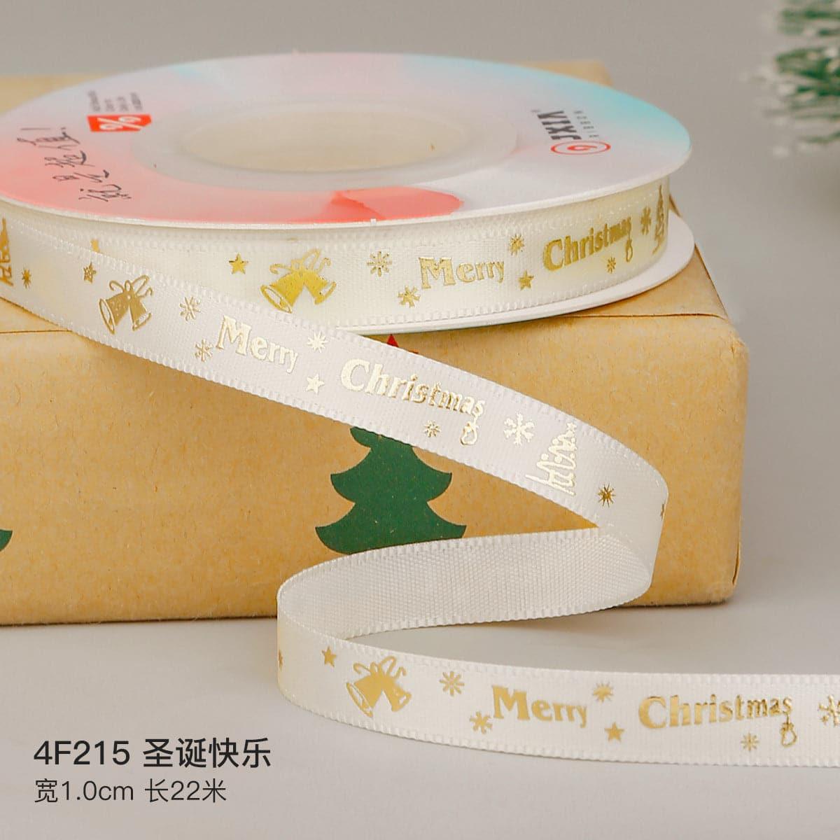 Christmas Ribbon Spot Hot Stamping Polyester Ribbon - Huayi Flower Wraps