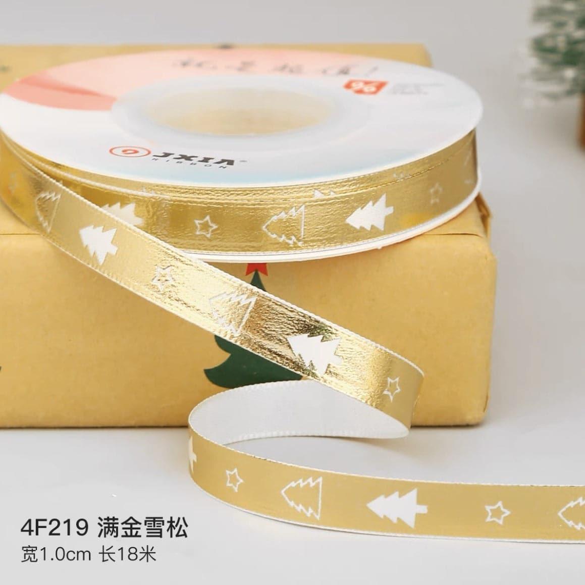 Christmas Ribbon Spot Hot Stamping Polyester Ribbon - Huayi Flower Wraps