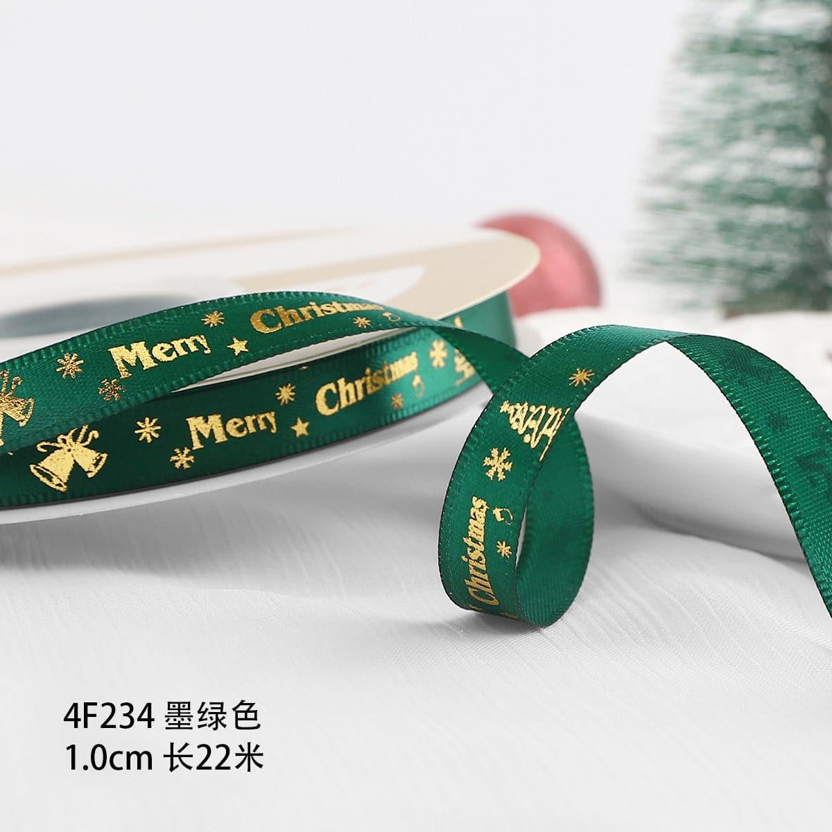 Christmas Ribbon Spot Hot Stamping Polyester Ribbon - Huayi Flower Wraps