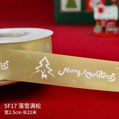 Christmas Ribbon Spot Hot Stamping Polyester Ribbon - Huayi Flower Wraps