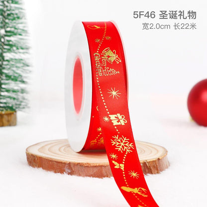 Christmas Ribbon Spot Hot Stamping Polyester Ribbon - Huayi Flower Wraps