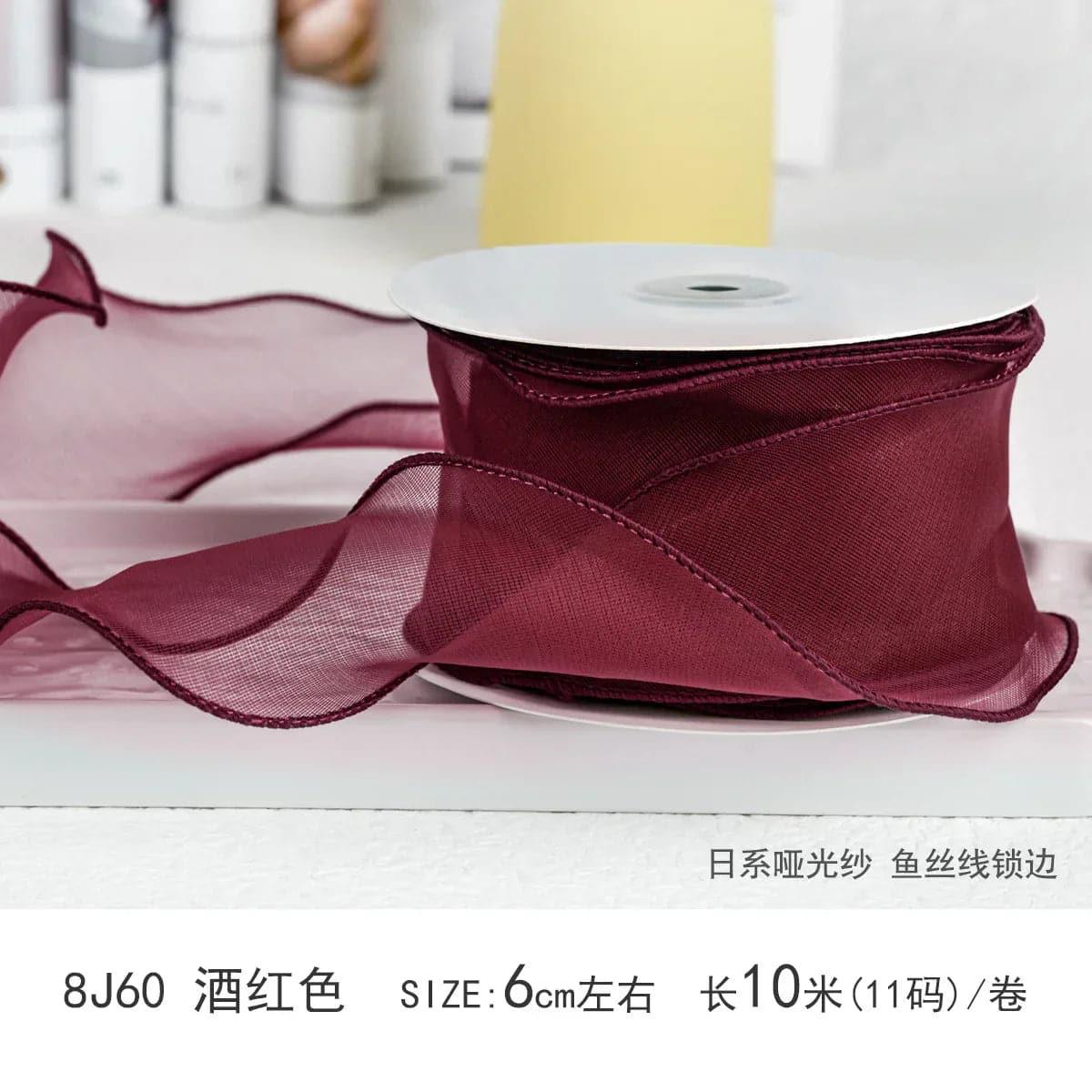 Edged Double Face Ribbon Tulle Sheer Chiffon Color Bow Ribbon£¬2.36 inch - 10 yards - Huayi Flower Wraps