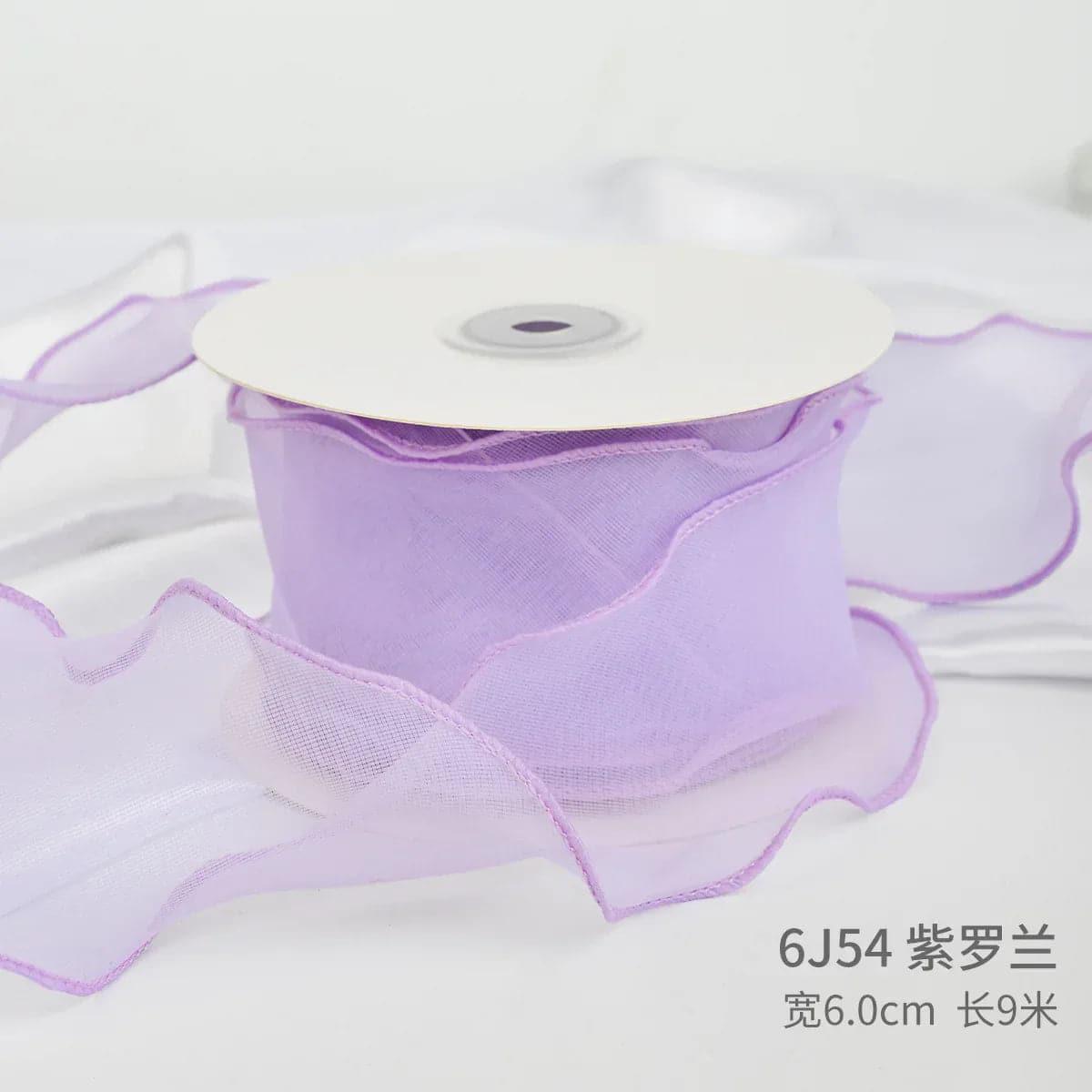 Edged Double Face Ribbon Tulle Sheer Chiffon Color Bow Ribbon£¬2.36 inch - 10 yards - Huayi Flower Wraps