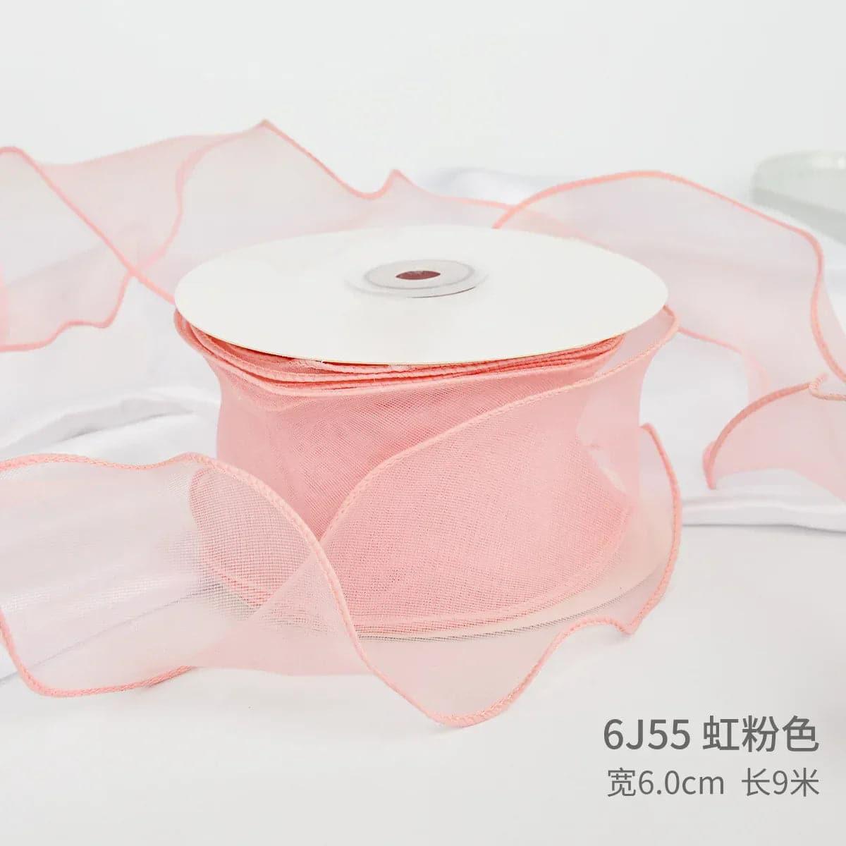 Edged Double Face Ribbon Tulle Sheer Chiffon Color Bow Ribbon£¬2.36 inch - 10 yards - Huayi Flower Wraps