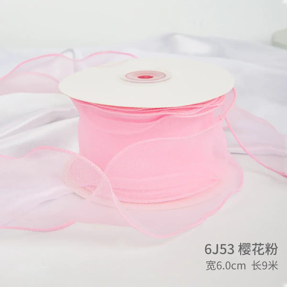 Edged Double Face Ribbon Tulle Sheer Chiffon Color Bow Ribbon£¬2.36 inch - 10 yards - Huayi Flower Wraps