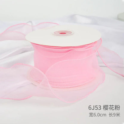 Edged Double Face Ribbon Tulle Sheer Chiffon Color Bow Ribbon£¬2.36 inch - 10 yards - Huayi Flower Wraps