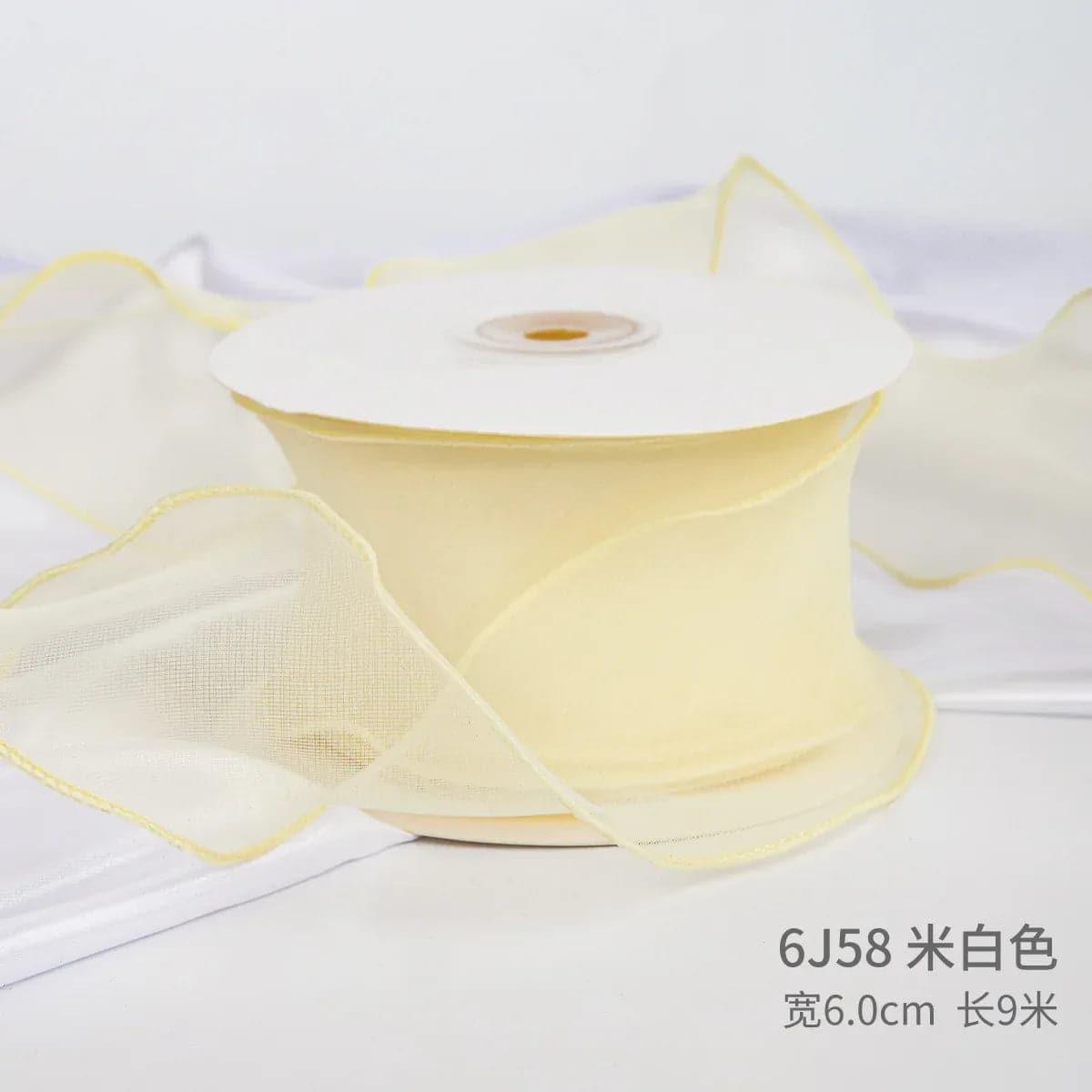 Edged Double Face Ribbon Tulle Sheer Chiffon Color Bow Ribbon£¬2.36 inch - 10 yards - Huayi Flower Wraps