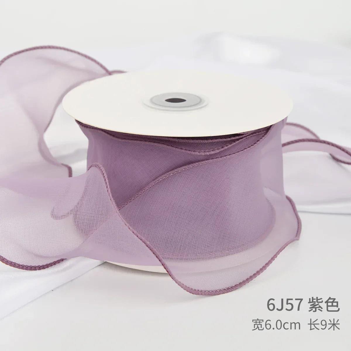 Edged Double Face Ribbon Tulle Sheer Chiffon Color Bow Ribbon£¬2.36 inch - 10 yards - Huayi Flower Wraps