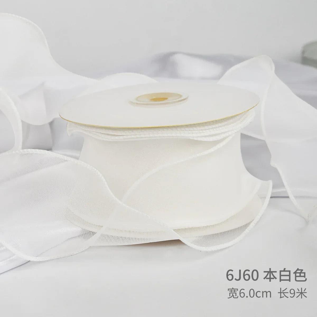 Edged Double Face Ribbon Tulle Sheer Chiffon Color Bow Ribbon£¬2.36 inch - 10 yards - Huayi Flower Wraps