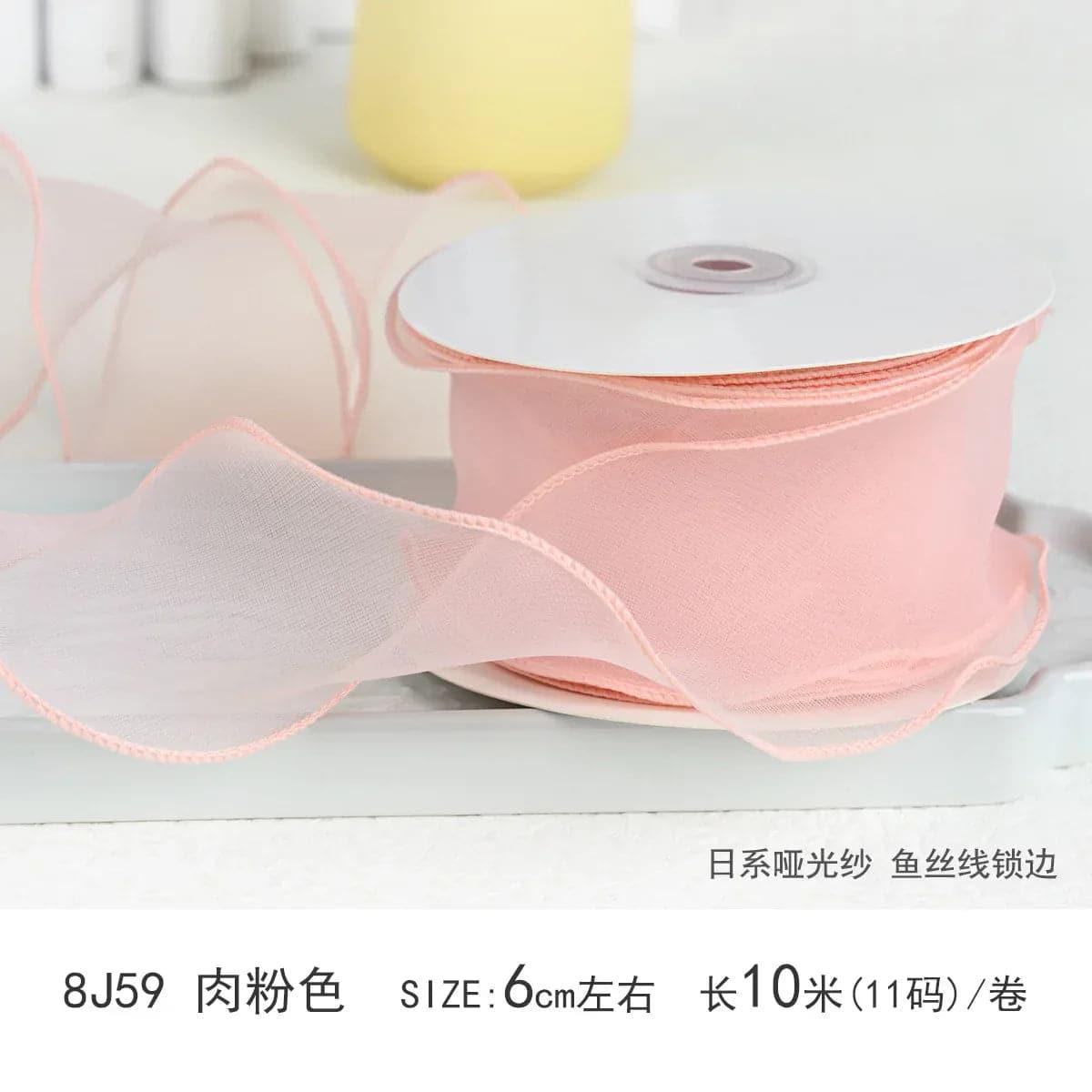 Edged Double Face Ribbon Tulle Sheer Chiffon Color Bow Ribbon£¬2.36 inch - 10 yards - Huayi Flower Wraps