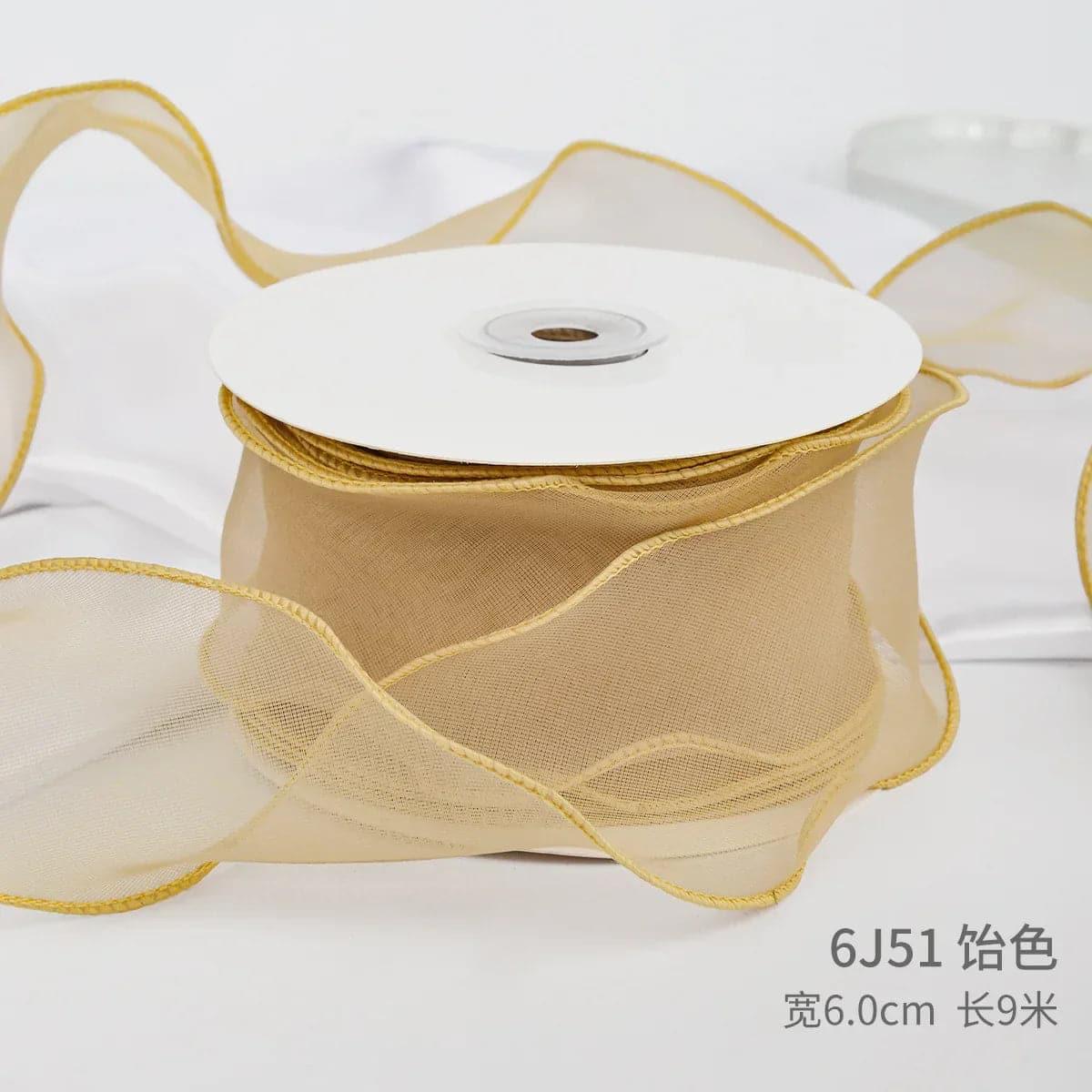 Edged Double Face Ribbon Tulle Sheer Chiffon Color Bow Ribbon£¬2.36 inch - 10 yards - Huayi Flower Wraps