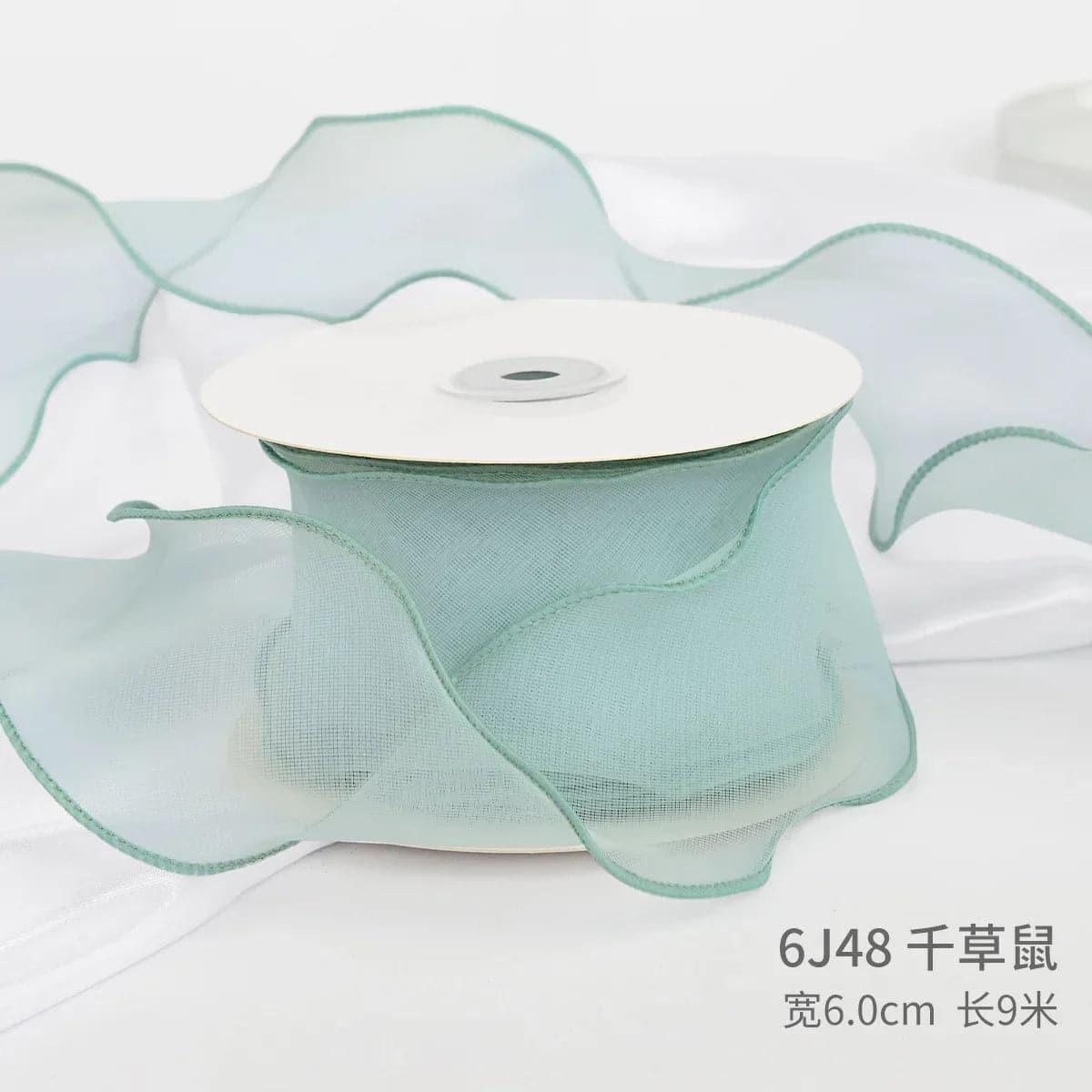 Edged Double Face Ribbon Tulle Sheer Chiffon Color Bow Ribbon£¬2.36 inch - 10 yards - Huayi Flower Wraps