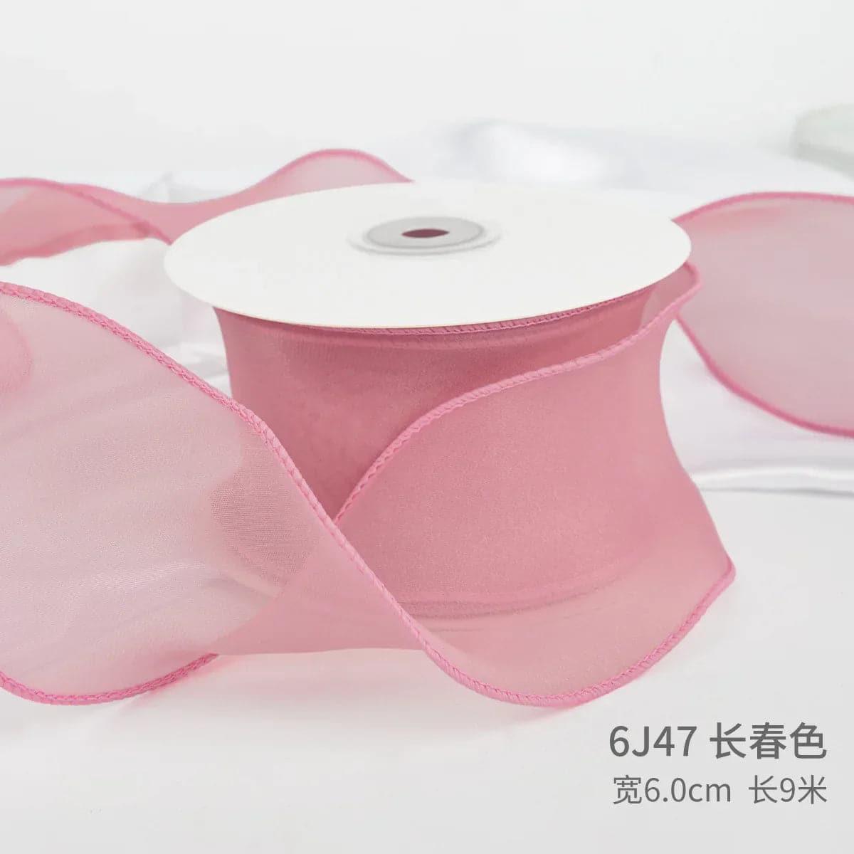 Edged Double Face Ribbon Tulle Sheer Chiffon Color Bow Ribbon£¬2.36 inch - 10 yards - Huayi Flower Wraps