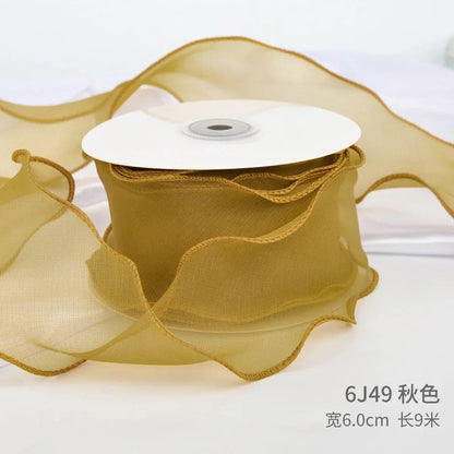 Edged Double Face Ribbon Tulle Sheer Chiffon Color Bow Ribbon£¬2.36 inch - 10 yards - Huayi Flower Wraps