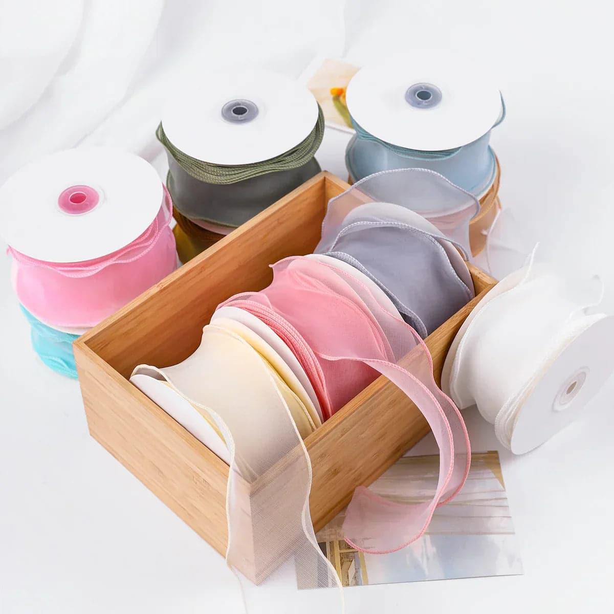 Edged Double Face Ribbon Tulle Sheer Chiffon Color Bow Ribbon£¬2.36 inch - 10 yards - Huayi Flower Wraps