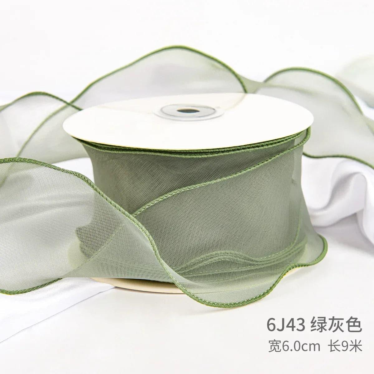 Edged Double Face Ribbon Tulle Sheer Chiffon Color Bow Ribbon£¬2.36 inch - 10 yards - Huayi Flower Wraps