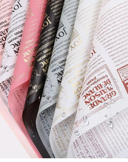 English Newspaper Matte Waterproof Flower Wrapping Paper,22.8*22.8 inch - 20 sheets - Huayi Flower Wraps