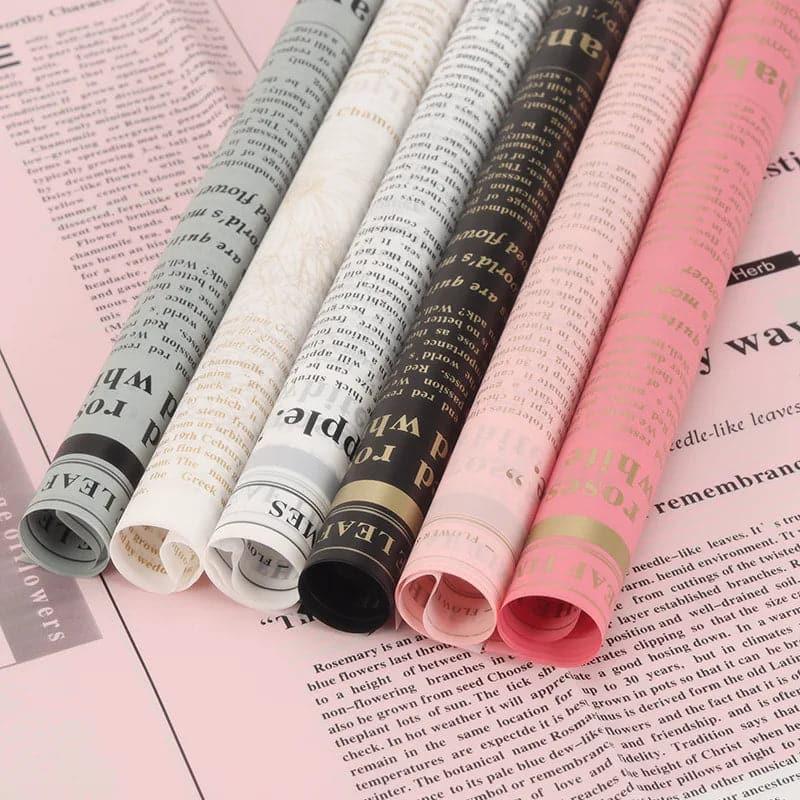 English Newspaper Matte Waterproof Flower Wrapping Paper,22.8*22.8 inch - 20 sheets - Huayi Flower Wraps