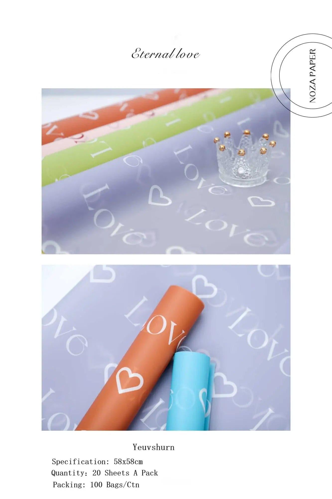 Eternal Love Valentine'S Day Flower Packaging,22.8*22.8 Inch-20 Sheets - Huayi Flower Wraps