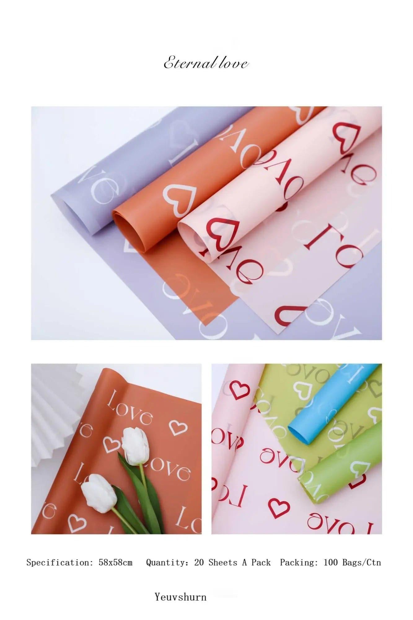 Eternal Love Valentine'S Day Flower Packaging,22.8*22.8 Inch-20 Sheets - Huayi Flower Wraps