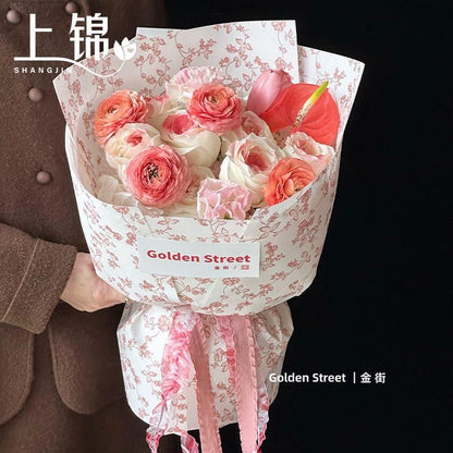 Floral Retro Art Packaging Paper Bouquet,14.4*20.9 Inch-10 Sheets - Huayi Flower Wraps