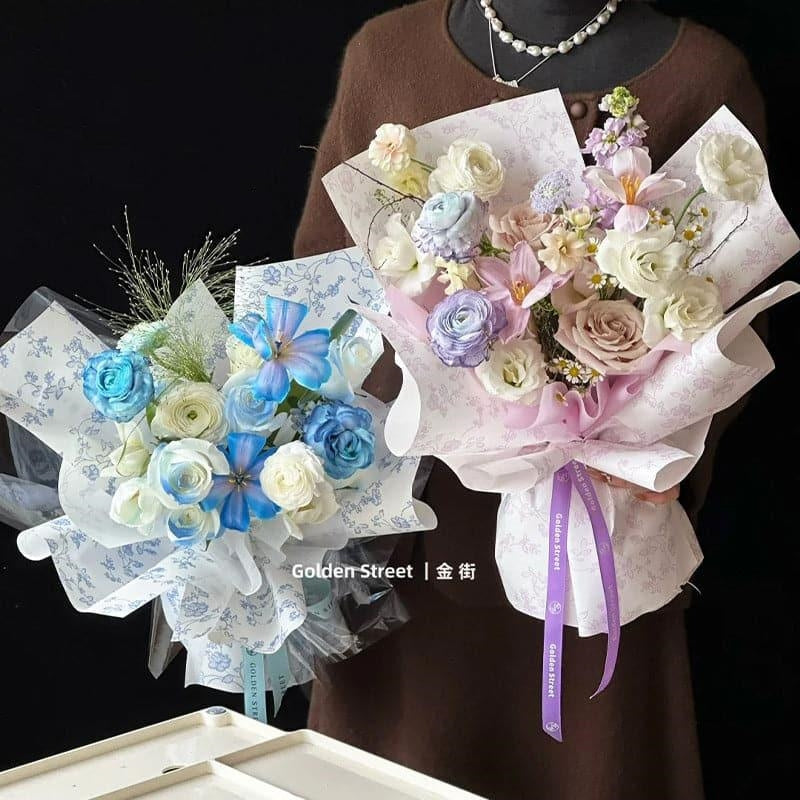 Floral Retro Art Packaging Paper Bouquet,14.4*20.9 Inch-10 Sheets