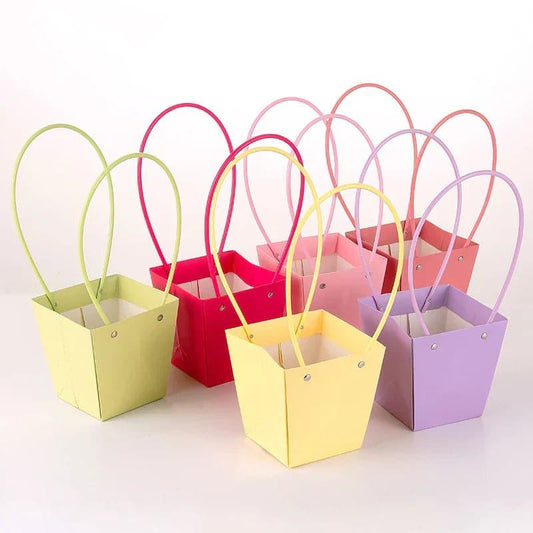 Bolsa de flores, caja de regalo para fiesta, ramo, bolso de mano, Color macarrón, bolsa de papel Kraft, bricolaje