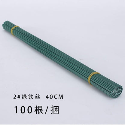 Flower Bouquet Packaging Material Green Wire Rose Artificial Flower Stem Soap Flower Stem Green Wire - Huayi Flower Wraps