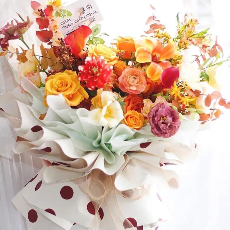 Flower Paper Double Sided Colorful Paper Dots,22.8*22.8 Inch-20 Sheets - Huayi Flower Wraps