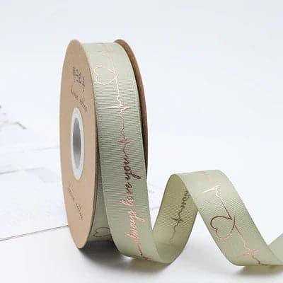 Flower Wrap Ribbon Bronzed Thread Ribbon Heart Cake Gift Box Ribbon Bouquet,2.5cm * 50yards - Huayi Flower Wraps