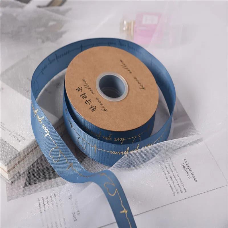 Flower Wrap Ribbon Bronzed Thread Ribbon Heart Cake Gift Box Ribbon Bouquet,2.5cm * 50yards - Huayi Flower Wraps