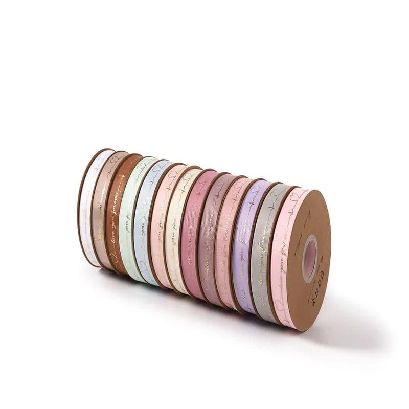 Flower Wrap Ribbon Bronzed Thread Ribbon Heart Cake Gift Box Ribbon Bouquet,2.5cm * 50yards - Huayi Flower Wraps