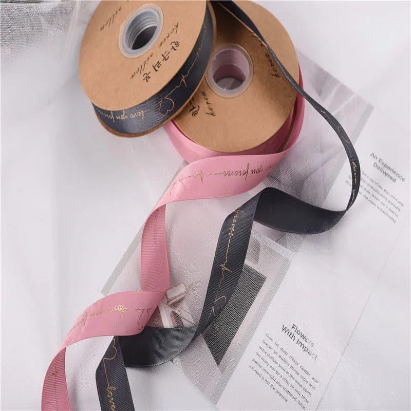 Flower Wrap Ribbon Bronzed Thread Ribbon Heart Cake Gift Box Ribbon Bouquet,2.5cm * 50yards - Huayi Flower Wraps