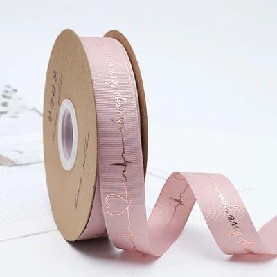 Flower Wrap Ribbon Bronzed Thread Ribbon Heart Cake Gift Box Ribbon Bouquet,2.5cm * 50yards - Huayi Flower Wraps