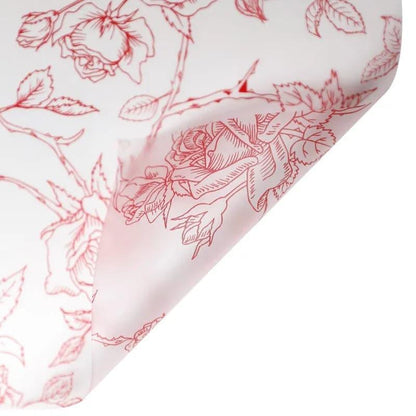 Garden Series Rose Printed Matte Flower Packaging Paper,22.8*22.8 Inch-20 Sheets - Huayi Flower Wraps