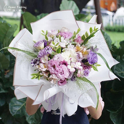 Golden Border Floral Paper Bouquet Wrappings,22.8*22.8 Inch-20 Sheets - Huayi Flower Wraps