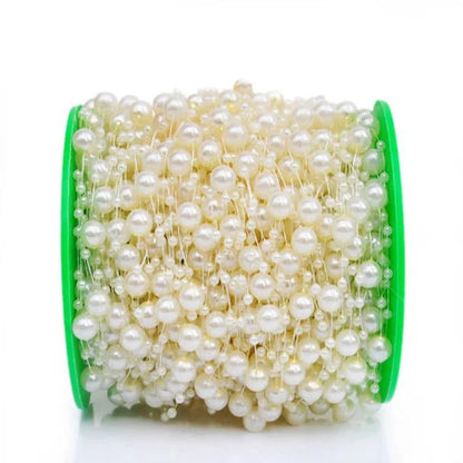 Gypsophila Beaded Fishing Line Connection Bead Chain Plastic Wedding Pearl,60m.