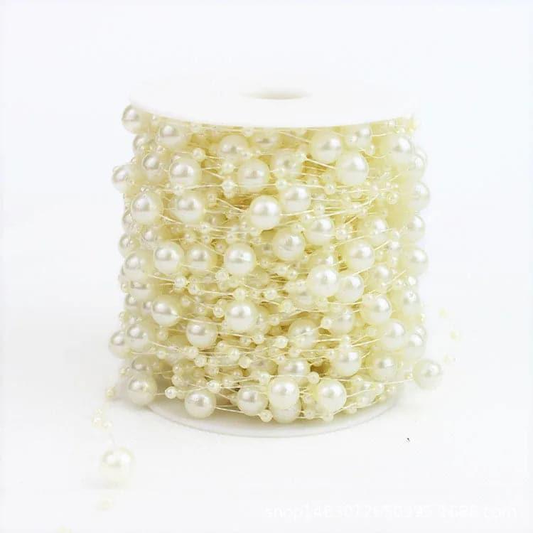 Gypsophila Beaded Fishing Line Connection Bead Chain Plastic Wedding Pearl,60m.
