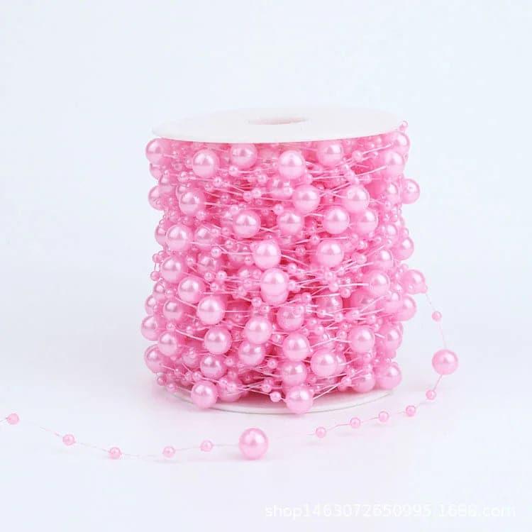 Gypsophila Beaded Fishing Line Connection Bead Chain Plastic Wedding Pearl,60m.
