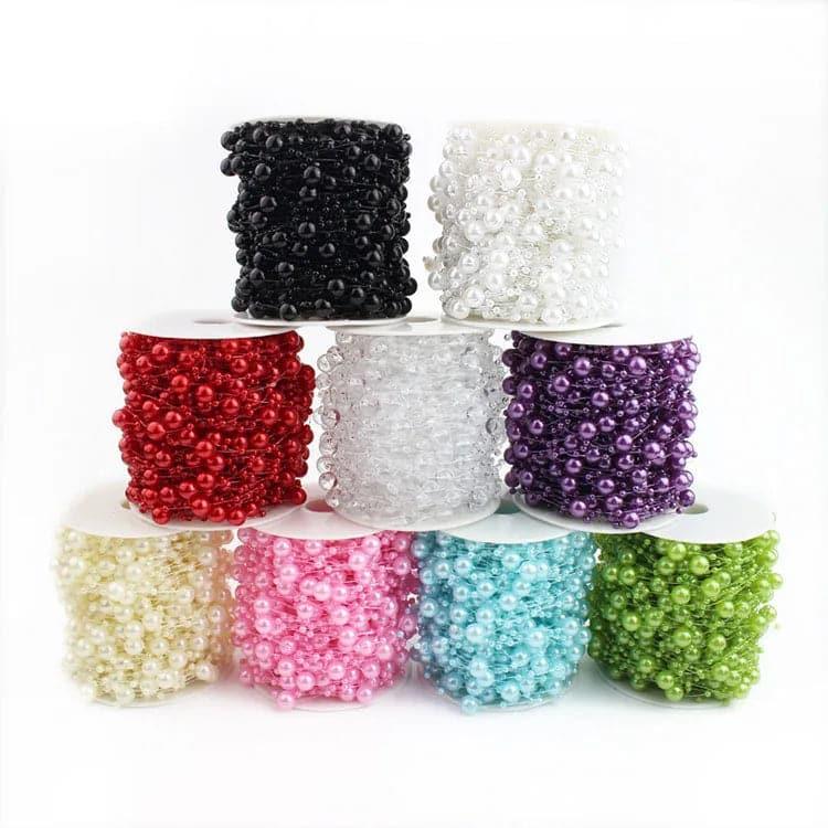Gypsophila Beaded Fishing Line Connection Bead Chain Plastic Wedding Pearl,60m.