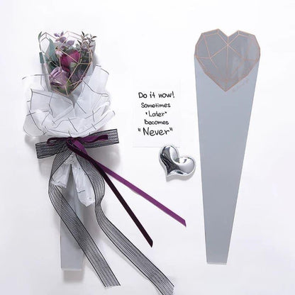 Heart Design Flower Wrapping Opp Bag Single Sleeve,20 sheets - Huayi Flower Wraps