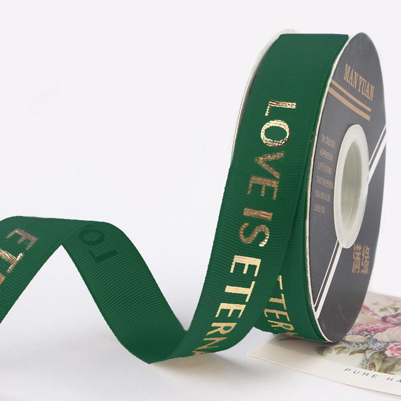 Hot Stamping "LOVE" Printed English Ribbon Light Luxury Flower Packaging,2cm 40 yards - Huayi Flower Wraps