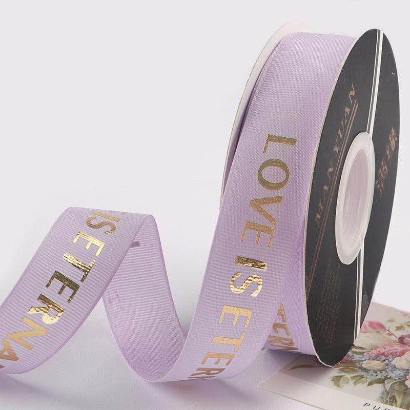 Hot Stamping "LOVE" Printed English Ribbon Light Luxury Flower Packaging,2cm 40 yards - Huayi Flower Wraps