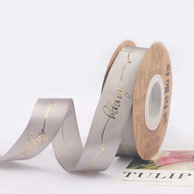 Hot Stamping Ribbon Flower Floral Gift Cake Baking Ribbon Bouquet Packaging Ribbon - Huayi Flower Wraps