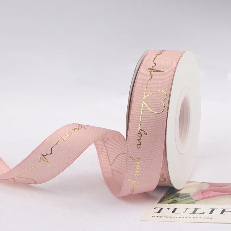 Hot Stamping Ribbon Flower Floral Gift Cake Baking Ribbon Bouquet Packaging Ribbon - Huayi Flower Wraps