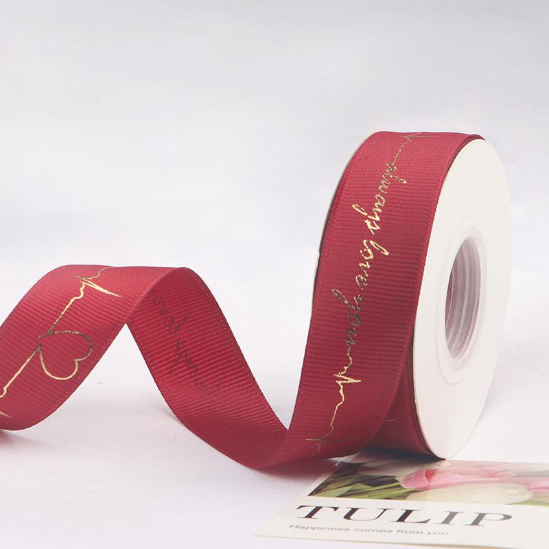 Hot Stamping Ribbon Flower Floral Gift Cake Baking Ribbon Bouquet Packaging Ribbon - Huayi Flower Wraps