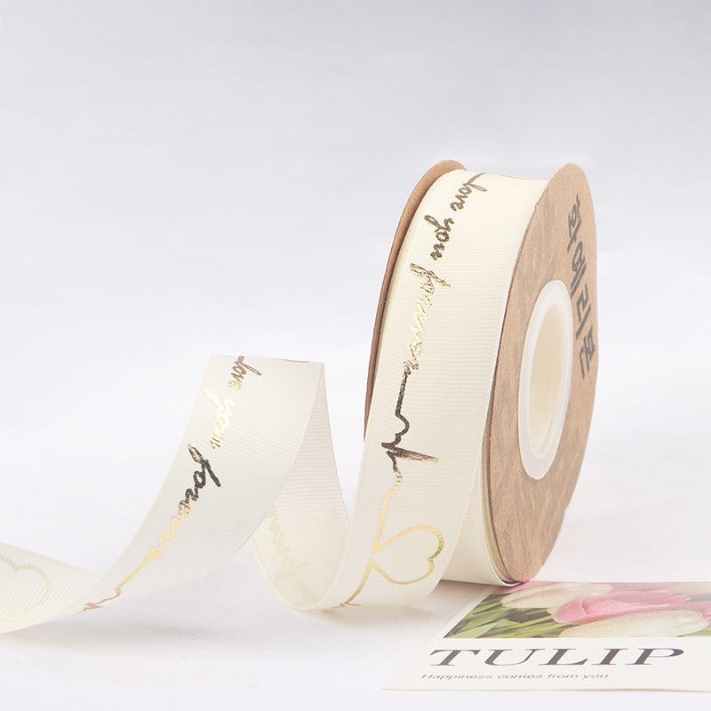 Hot Stamping Ribbon Flower Floral Gift Cake Baking Ribbon Bouquet Packaging Ribbon - Huayi Flower Wraps