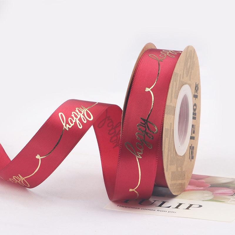 Hot Stamping Ribbon Flower Floral Gift Cake Baking Ribbon Bouquet Packaging Ribbon - Huayi Flower Wraps